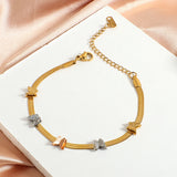 Boho Butterfly Snake Chain Bracelet 3 Golden Stainless Steel Waterproof