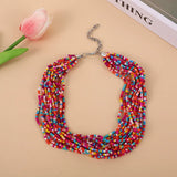 Boho Layered Beaded Necklace Exaggerated Clavicle Chain Choker