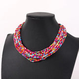 Boho Layered Beaded Necklace Exaggerated Clavicle Chain Choker