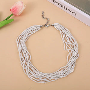Boho Layered Beaded Necklace Exaggerated Clavicle Chain Choker