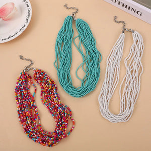 Boho Layered Beaded Necklace Exaggerated Clavicle Chain Choker
