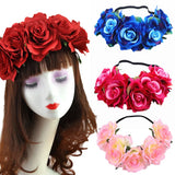 Boho Velvet Rose Flower Headband for Women Handmake Wedding Hair Band