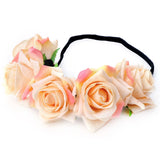 Boho Velvet Rose Flower Headband for Women Handmake Wedding Hair Band