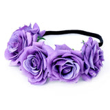 Boho Velvet Rose Flower Headband for Women Handmake Wedding Hair Band