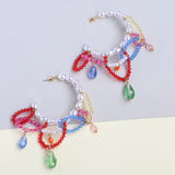 Boho Circle Hoop Earrings Simulated Pearl Acrylic Ear Accessories Za Jewelry