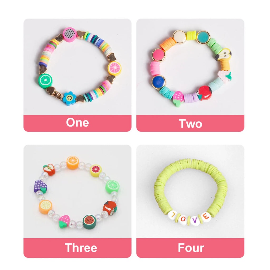 Boho Clay Beads Pendants Set DIY Bracelet Necklace Jewelry Kit Multicolor