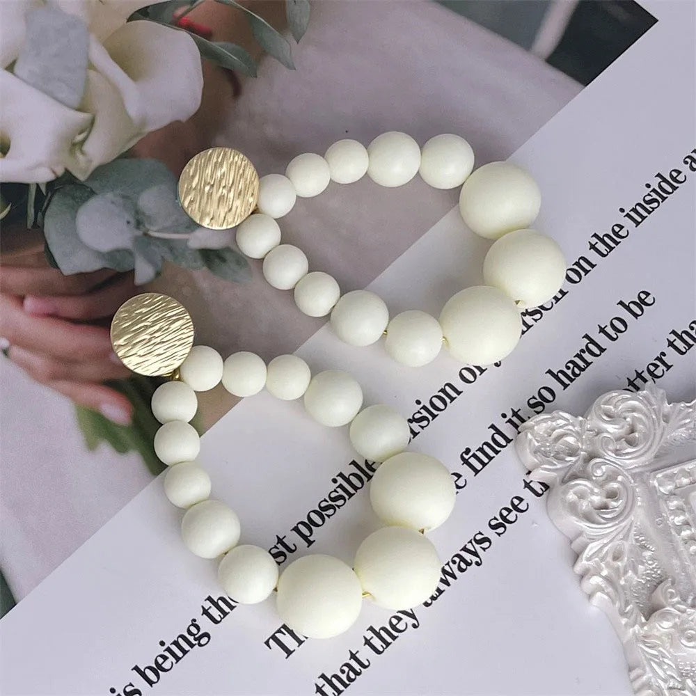 Boho Pearl Matte Bead Earrings Vintage Dangle Earring Jewelry