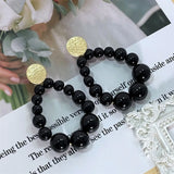 Boho Pearl Matte Bead Earrings Vintage Dangle Earring Jewelry