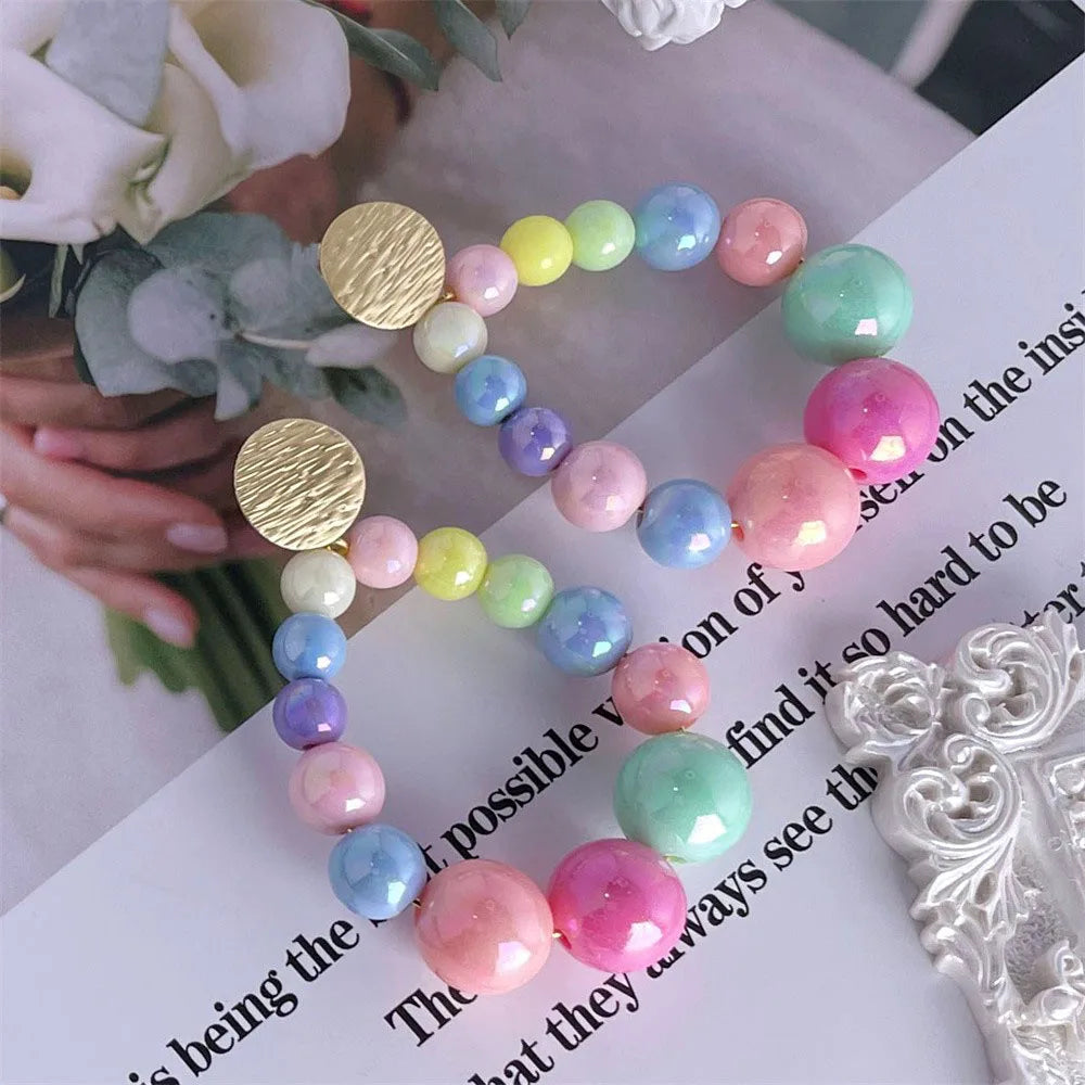 Boho Pearl Matte Bead Earrings Vintage Dangle Earring Jewelry