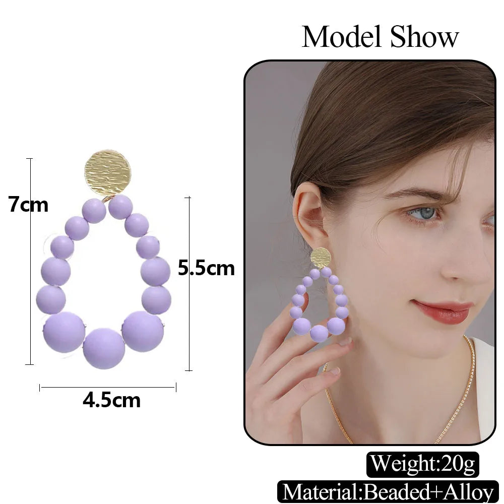 Boho Pearl Matte Bead Earrings Vintage Dangle Earring Jewelry
