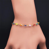 Boho Colorful Beads Stainless Steel Bracelet Jewelry
