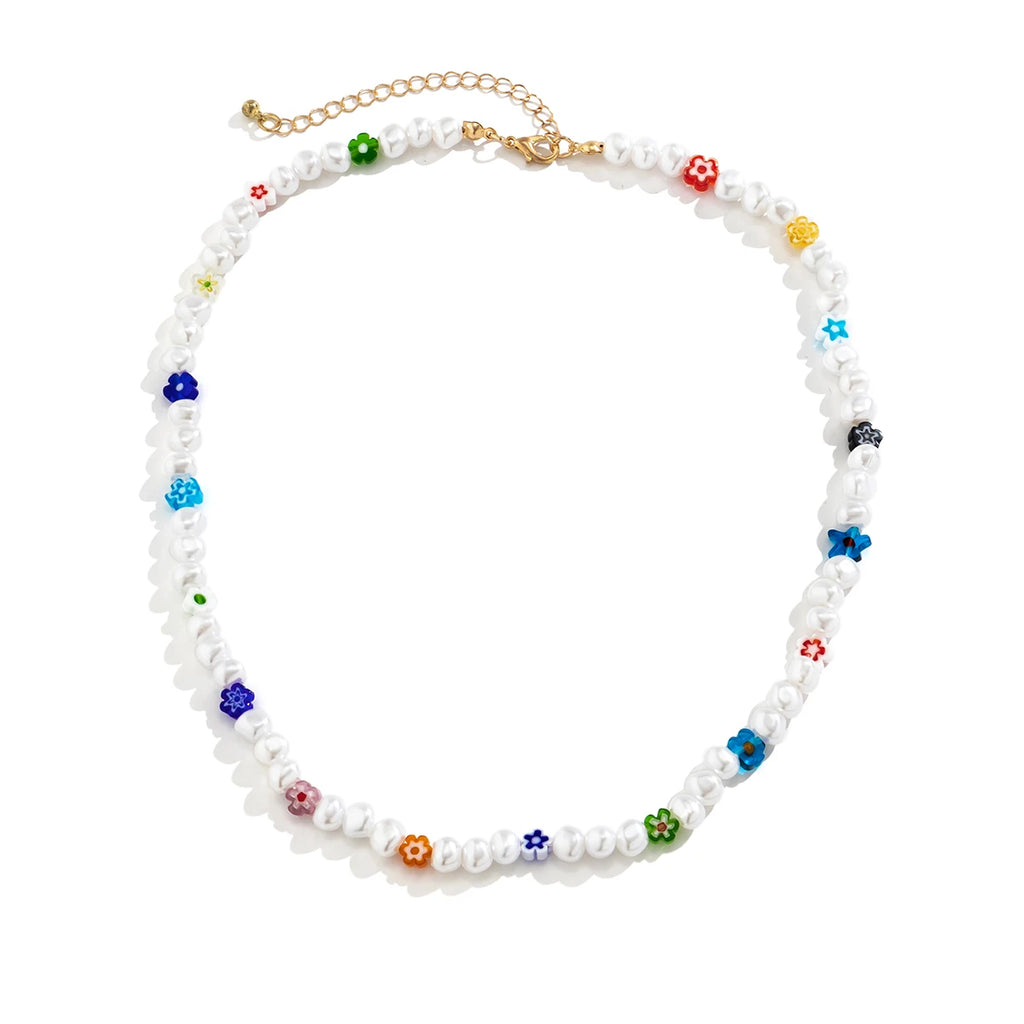 Boho Beads Pearl Short Choker Necklaces Men Beaded Chains Neck Jewelry