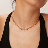 Enamel Tassel Choker Necklace 18K PVD Plating Waterproof