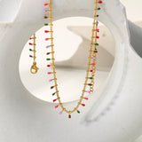 Enamel Tassel Choker Necklace 18K PVD Plating Waterproof