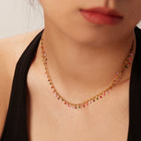 Enamel Tassel Choker Necklace 18K PVD Plating Waterproof