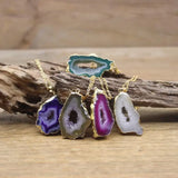 Boho Agates Druzy Geode Pendants Necklaces QC3073