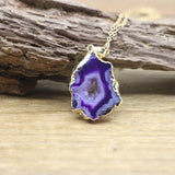 Boho Agates Druzy Geode Pendants Necklaces QC3073