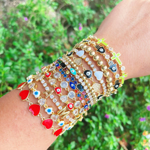 Boho Smiley Face Heart Beads Bracelet