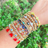 Boho Smiley Face Heart Beads Bracelet