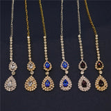 Boho Crystal Drop Forehead Head Chain Headpiece Wedding Hair Accessory