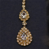 Boho Crystal Drop Forehead Head Chain Headpiece Wedding Hair Accessory