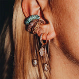 Boho Crystal Ear Cuff Colorful Statement Earring