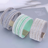 Boho Crystal Leather Charm Bracelets Multilayer Magnetic Bangles