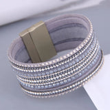 Boho Crystal Leather Charm Bracelets Multilayer Magnetic Bangles
