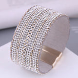 Boho Crystal Leather Charm Bracelets Multilayer Magnetic Bangles