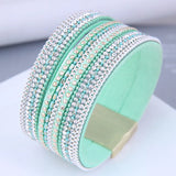Boho Crystal Leather Charm Bracelets Multilayer Magnetic Bangles
