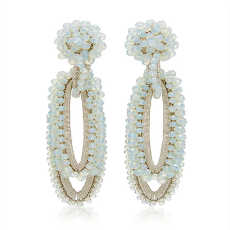 Boho Crystal Long Earrings Baroque Style Jewelry Pendant Vintage Earrings