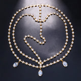 Boho Crystal Water Drop Pendant Head Chain for Women