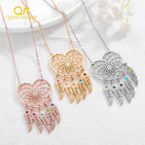 Boho Dream Catcher Name Necklace With Birthstone Heart Name Chain