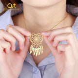 Boho Dream Catcher Name Necklace With Birthstone Heart Name Chain