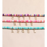 Boho Crystal Letter Pink Clay Beaded Necklace Women Rhinestone Choker