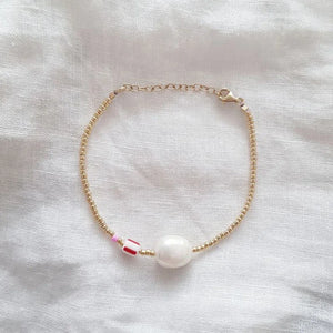Boho Small Beaded Bracelet Gold-Color Beads Pearl Bangle For Girls