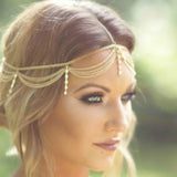 Boho Draping Crystal Bride Hair Chain Headpiece