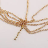 Boho Draping Crystal Bride Hair Chain Headpiece