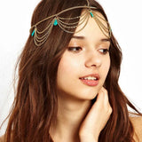 Boho Draping Crystal Bride Hair Chain Headpiece