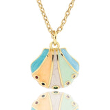 Boho Enamel Scallop Shells Pendant Necklace for Women