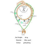 Boho Enamel Geometry Pendant Pearl Beaded Necklace