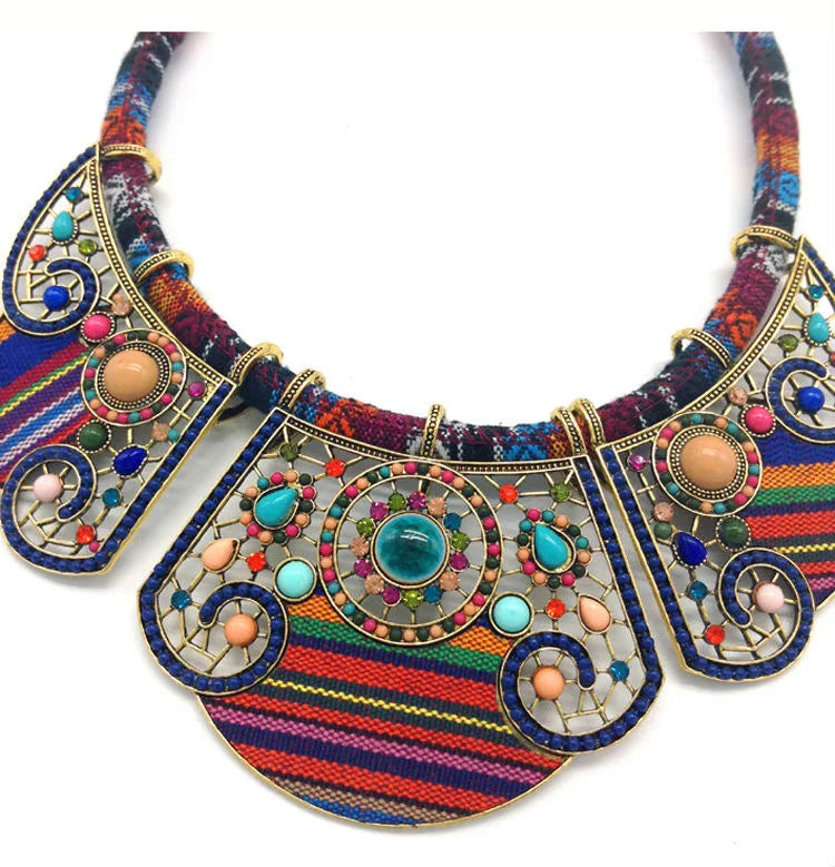 Boho Ethnic African Indian Necklace for Women Vintage Nigerian Jewelry F0361