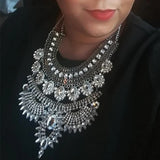 Boho Ethnic Bib Maxi Choker Necklace Indian Vintage Crystal Large Collar