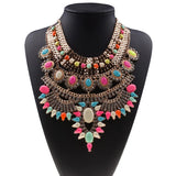 Boho Ethnic Bib Maxi Choker Necklace Indian Vintage Crystal Large Collar