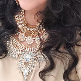 Boho Ethnic Bib Maxi Choker Necklace Indian Vintage Crystal Large Collar