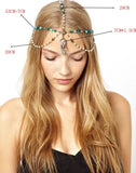 Boho Ethnic Wood Pearl Beaded Pendant Head Chain Indian Bride