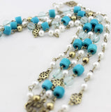 Boho Ethnic Wood Pearl Beaded Pendant Head Chain Indian Bride