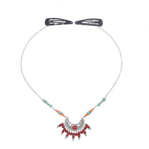 Boho Ethnic Gem Tassel Moon Headpiece for Women