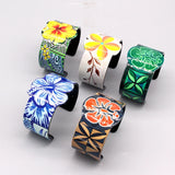 Boho Ethnic Flower Bangle Cuff Bracelet Acrylic Retro Plant Op