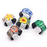 Boho Ethnic Flower Bangle Cuff Bracelet Acrylic Retro Plant Op